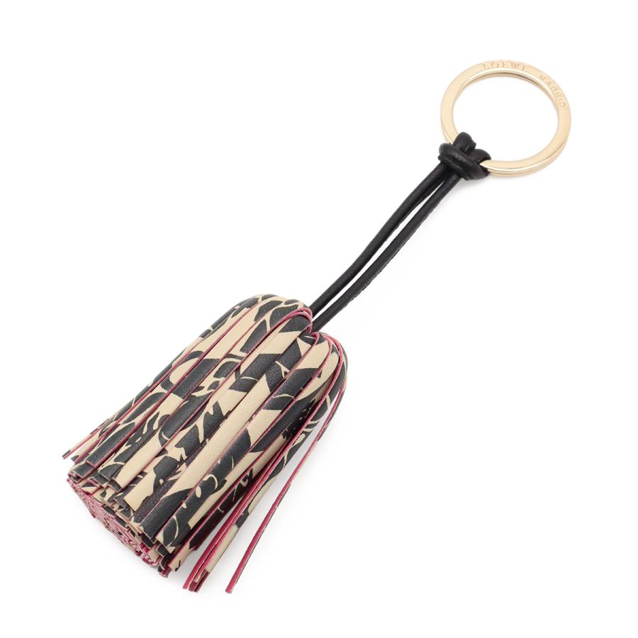 LOEWE ロエベ バッグチャーム タッセルチャーム フリンジ キーホルダー キーリング レザー ベージュ ブラック フューシャ ピンク | LOEWE