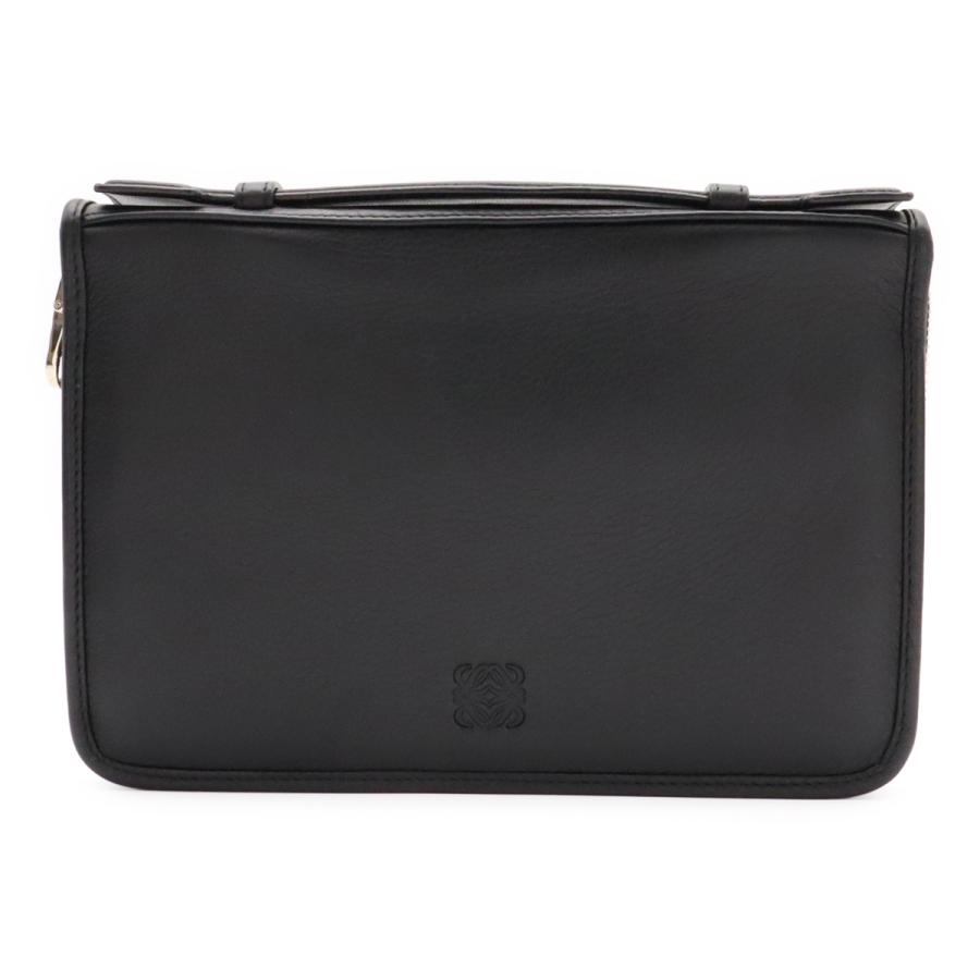 LOEWE ロエベ アナグラム セカンドバッグ クラッチバッグ ラウンドファスナー 長財布 レザー ブラック 黒 シルバー金具 | LOEWE