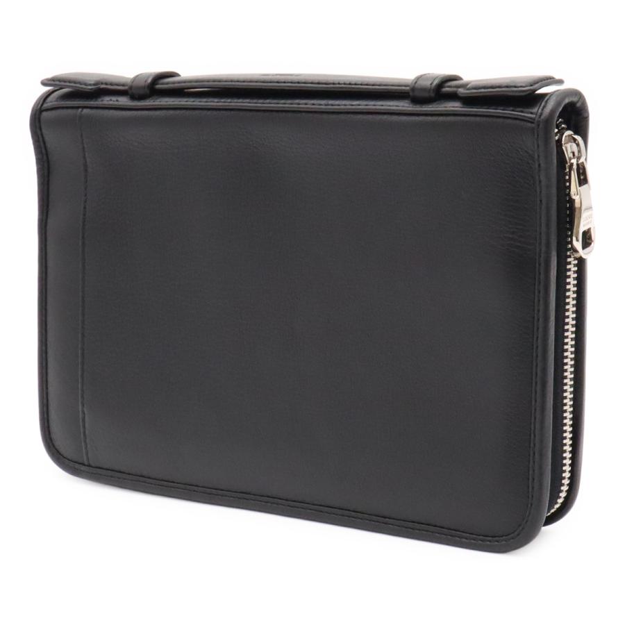 LOEWE ロエベ アナグラム セカンドバッグ クラッチバッグ ラウンドファスナー 長財布 レザー ブラック 黒 シルバー金具 | LOEWE | 01