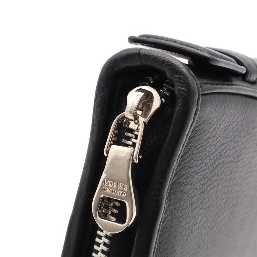 LOEWE ロエベ アナグラム セカンドバッグ クラッチバッグ ラウンドファスナー 長財布 レザー ブラック 黒 シルバー金具 | LOEWE | 04