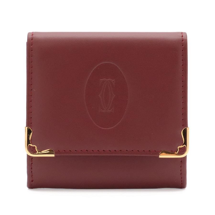 Cartier カルティエ マスト ドゥ カルティエ マストライン スクエア コインケース 小銭入れ コインパース レザー ボルドー ゴールド金具 | Cartier