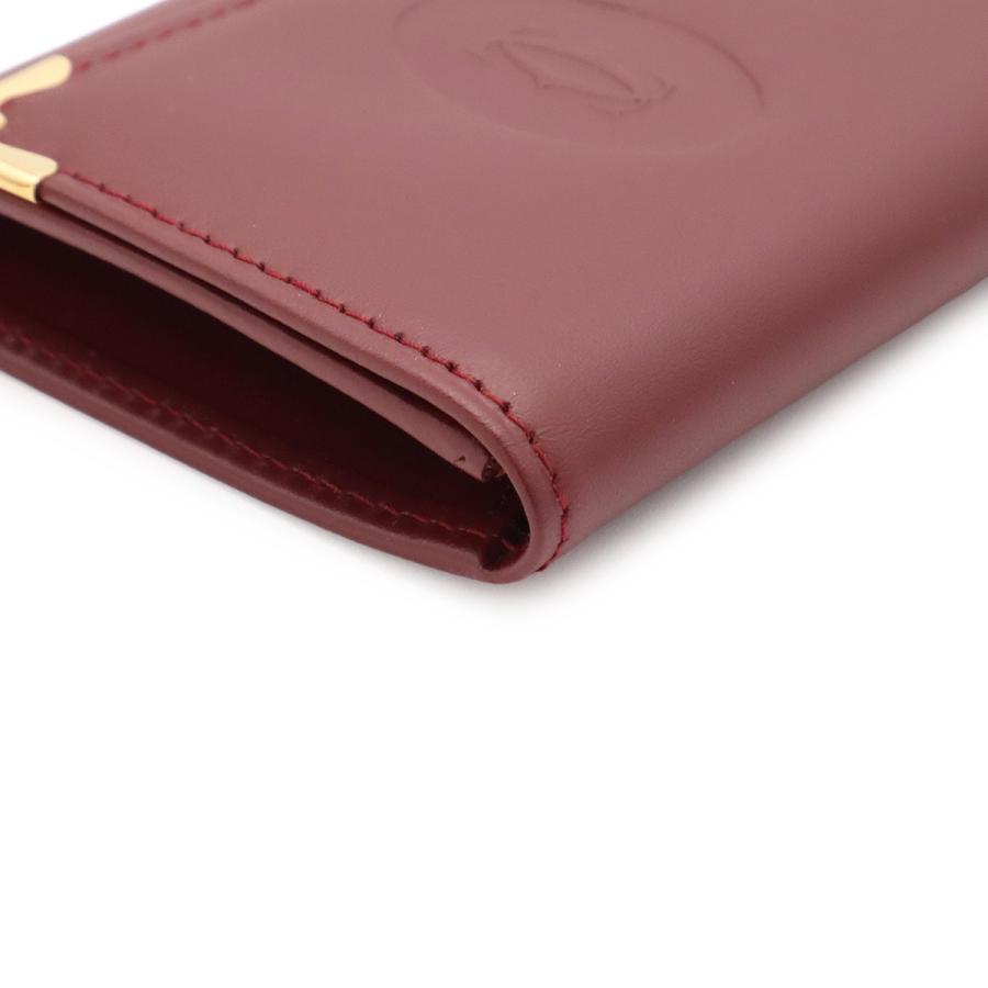 Cartier カルティエ マスト ドゥ カルティエ マストライン スクエア コインケース 小銭入れ コインパース レザー ボルドー ゴールド金具 | Cartier | 02