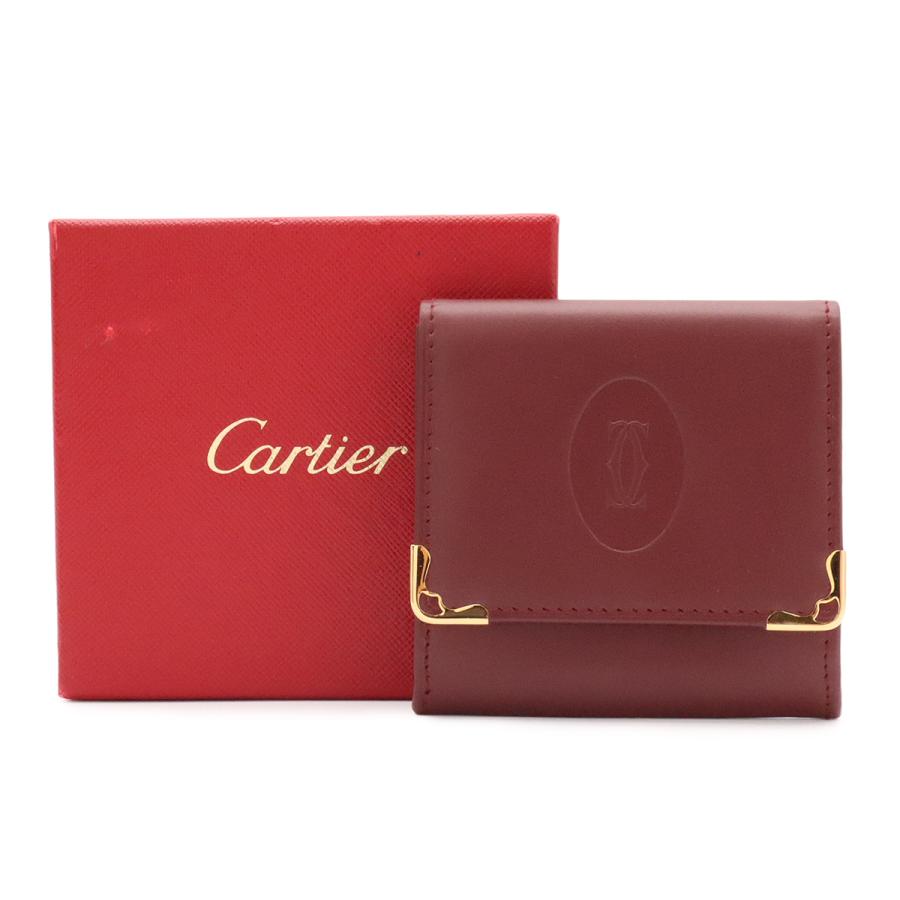 Cartier カルティエ マスト ドゥ カルティエ マストライン スクエア コインケース 小銭入れ コインパース レザー ボルドー ゴールド金具 | Cartier | 05