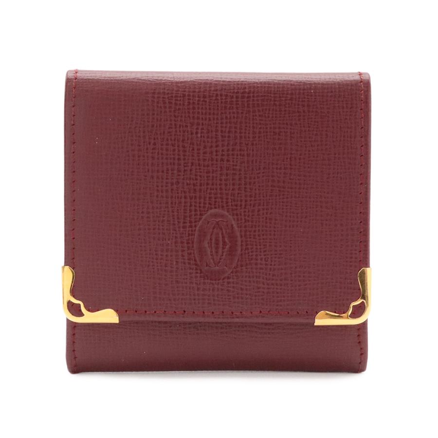 Cartier カルティエ マスト ドゥ カルティエ マストライン スクエア コインケース 小銭入れ コインパース レザー ボルドー ゴールド金具 | Cartier