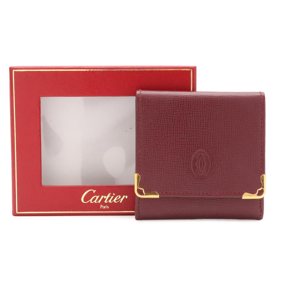 Cartier カルティエ マスト ドゥ カルティエ マストライン スクエア コインケース 小銭入れ コインパース レザー ボルドー ゴールド金具 | Cartier | 05