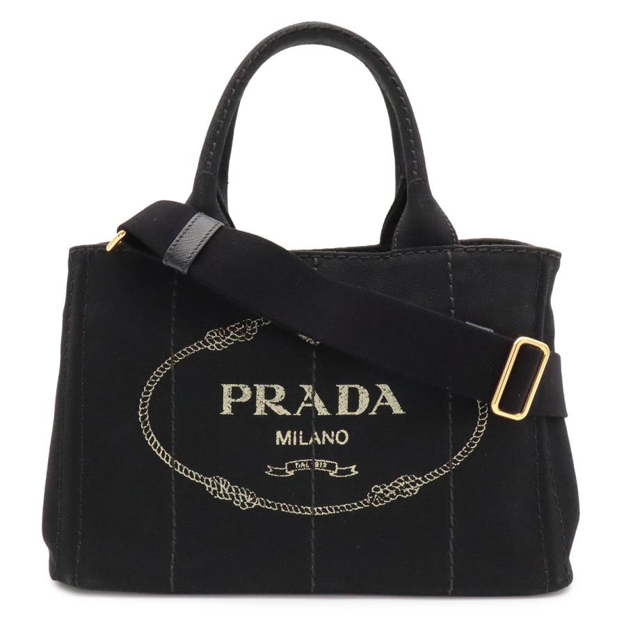 PRADA プラダ CANAPA カナパ トートバッグ ハンドバッグ 2WAY ショルダーバッグ キャンバス NERO 黒 ブラック ゴールド金具 B2439G | PRADA