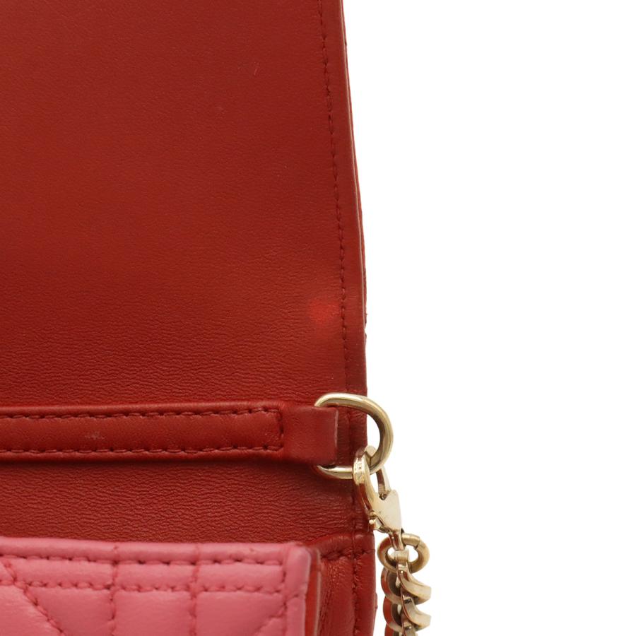 Christian Dior クリスチャン ディオール カナージュ ポシェット ミニバッグ ショルダーバッグ チェーンショルダー レザー レッド 赤 | Christian Dior | 08
