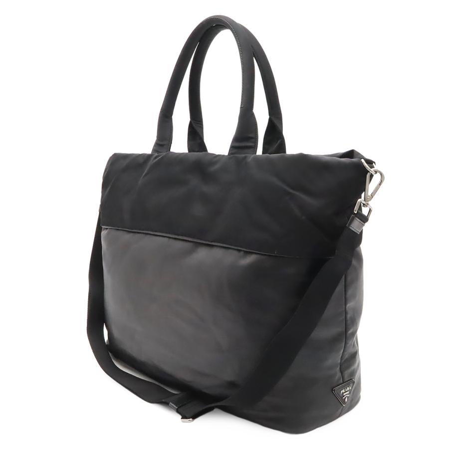 PRADA プラダ リバーシブル トートバッグ 2WAY ショルダーバッグ ナイロン レザー NERO ブラック 黒 シルバー金具 国内ブティック購入品 | PRADA | 01