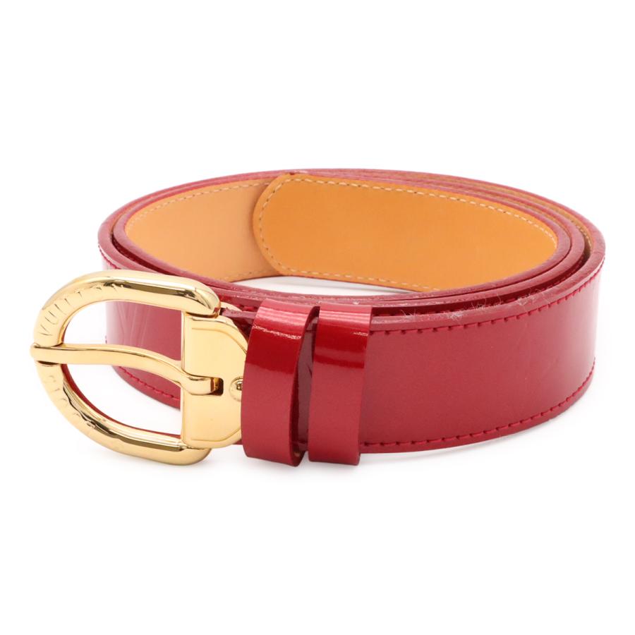 LOUIS VUITTON ルイ ヴィトン モノグラムヴェルニ サンチュール ベルト ポムダムール レッド 赤 ゴールド金具 #80 M6980W | LOUIS VUITTON
