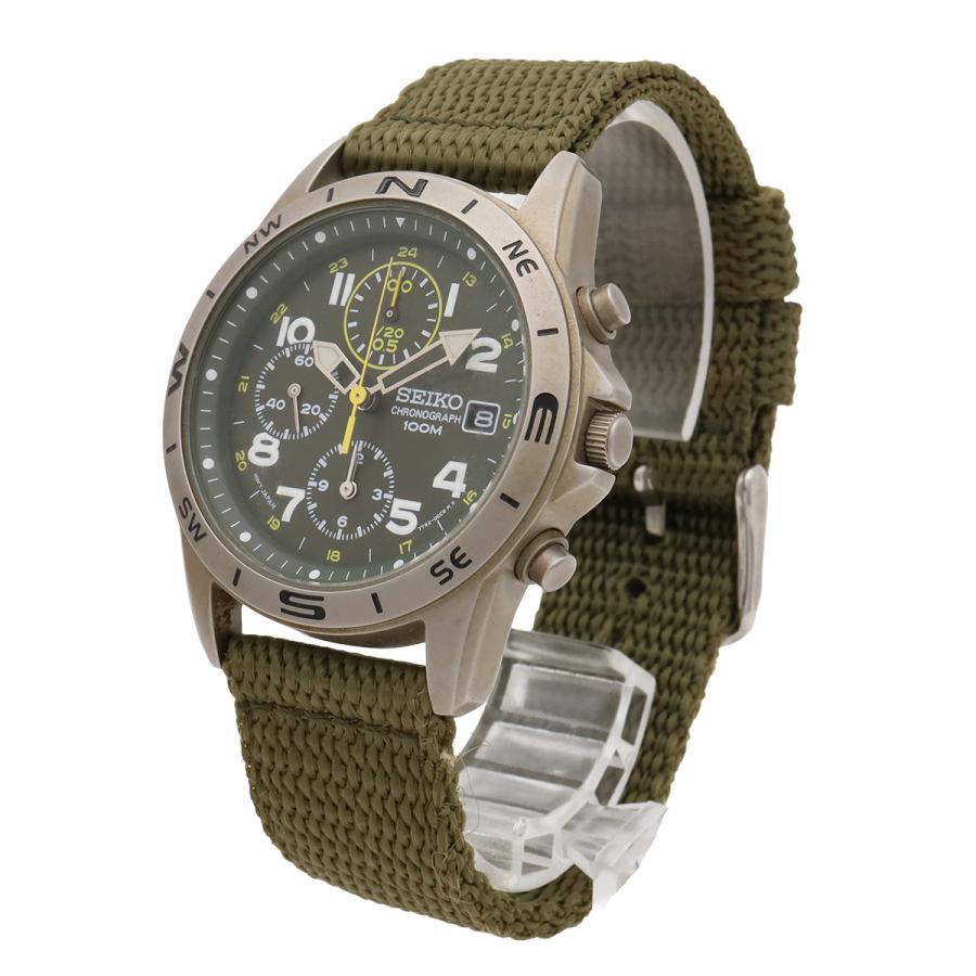 SEIKO セイコー デイト クロノグラフ 海外モデル カーキ文字盤 SS QZ クォーツ メンズ 腕時計 7T92-0DX0　SND377P2 | SEIKO | 01