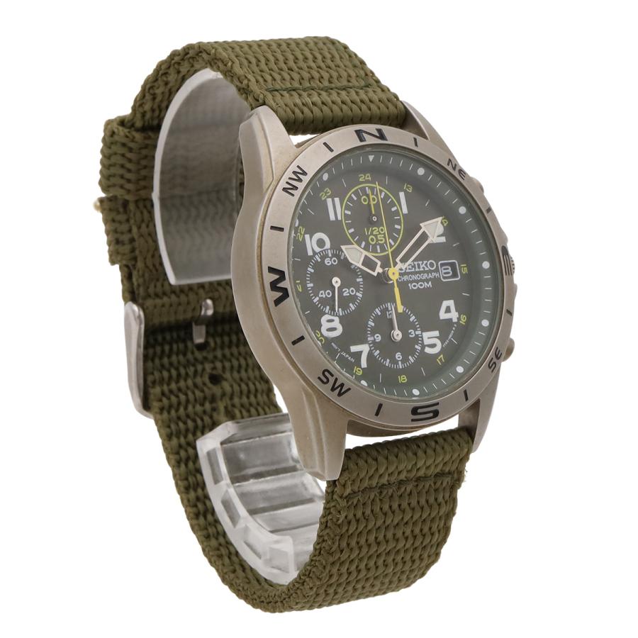 SEIKO セイコー デイト クロノグラフ 海外モデル カーキ文字盤 SS QZ クォーツ メンズ 腕時計 7T92-0DX0　SND377P2 | SEIKO | 02