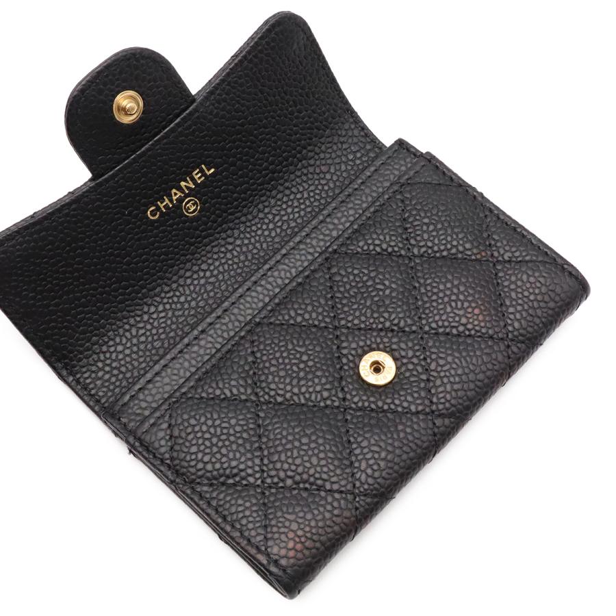 CHANEL シャネル マトラッセ クラシック フラップ カードケース ココマーク 名刺入れ パスケース キャビアスキン ブラック ゴールド金具 | CHANEL | 04