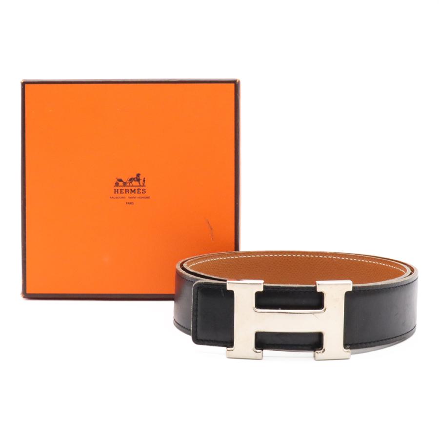 HERMES エルメス Hベルト Hバックル リバーシブル ボックスカーフ ヴォーエプソン レザー ブラック 黒 ブラウン 茶 シルバー金具 #70 | HERMES | 08