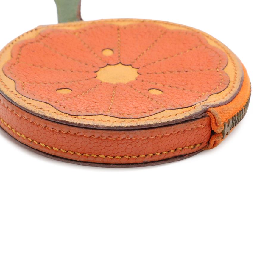 HERMES エルメス コインケース 小銭入れ コインパース フルーツ オレンジモチーフ レザー オレンジ グリーン □F刻印 | HERMES | 02