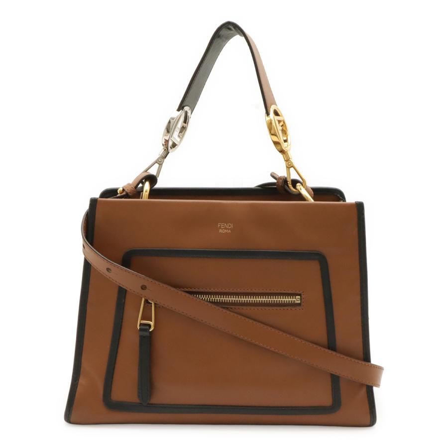 FENDI フェンディ ラナウェイ スモール ショルダーバッグ 2WAY ハンドバッグ レザー ブラウン 茶 ブラック 黒 ゴールド金具 シルバー金具 | FENDI