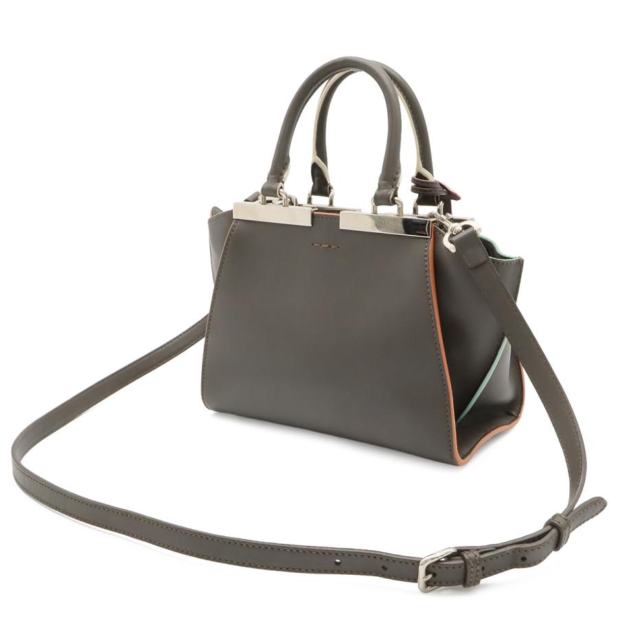 FENDI フェンディ プチトロワジュール ハンドバッグ ミニバッグ 2WAY ショルダーバッグ レザー グレー シルバー金具 8BH333 | FENDI | 01