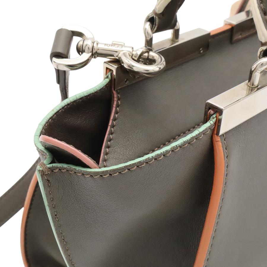 FENDI フェンディ プチトロワジュール ハンドバッグ ミニバッグ 2WAY ショルダーバッグ レザー グレー シルバー金具 8BH333 | FENDI | 07