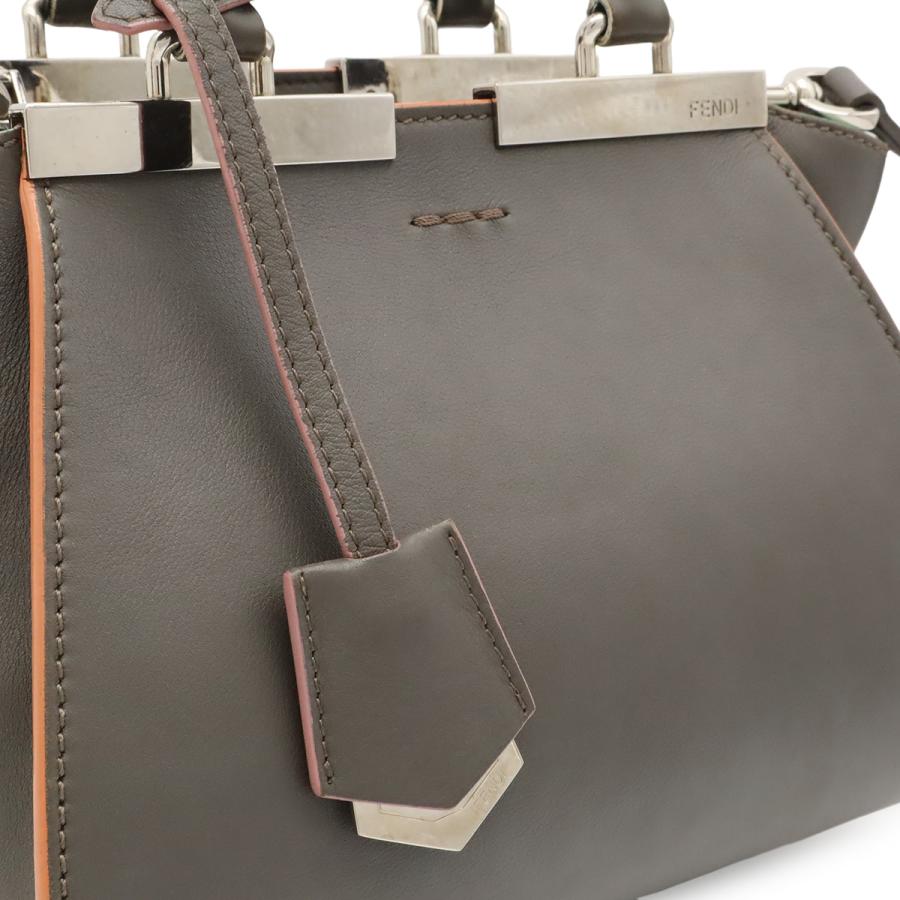 FENDI フェンディ プチトロワジュール ハンドバッグ ミニバッグ 2WAY ショルダーバッグ レザー グレー シルバー金具 8BH333 | FENDI | 08