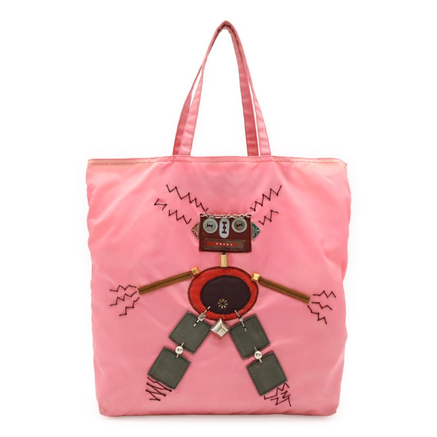 PRADA プラダ ロボット トライアングルロゴ トートバッグ ラージトート ショルダーバッグ ナイロン ピンク | PRADA