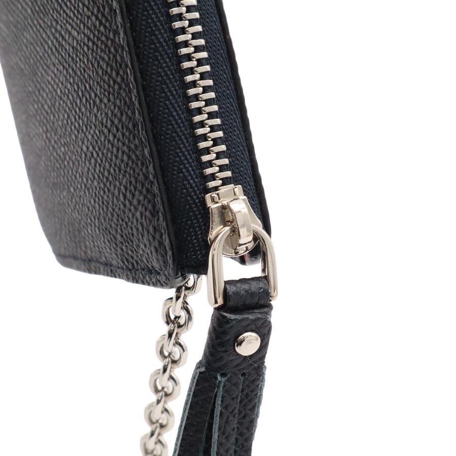 LOEWE ロエベ アナグラム コインケース 小銭入れ フラグメントケース L字ファスナー タッセル フリンジ レザ ネイビー 紺 キーリング付き | LOEWE | 04