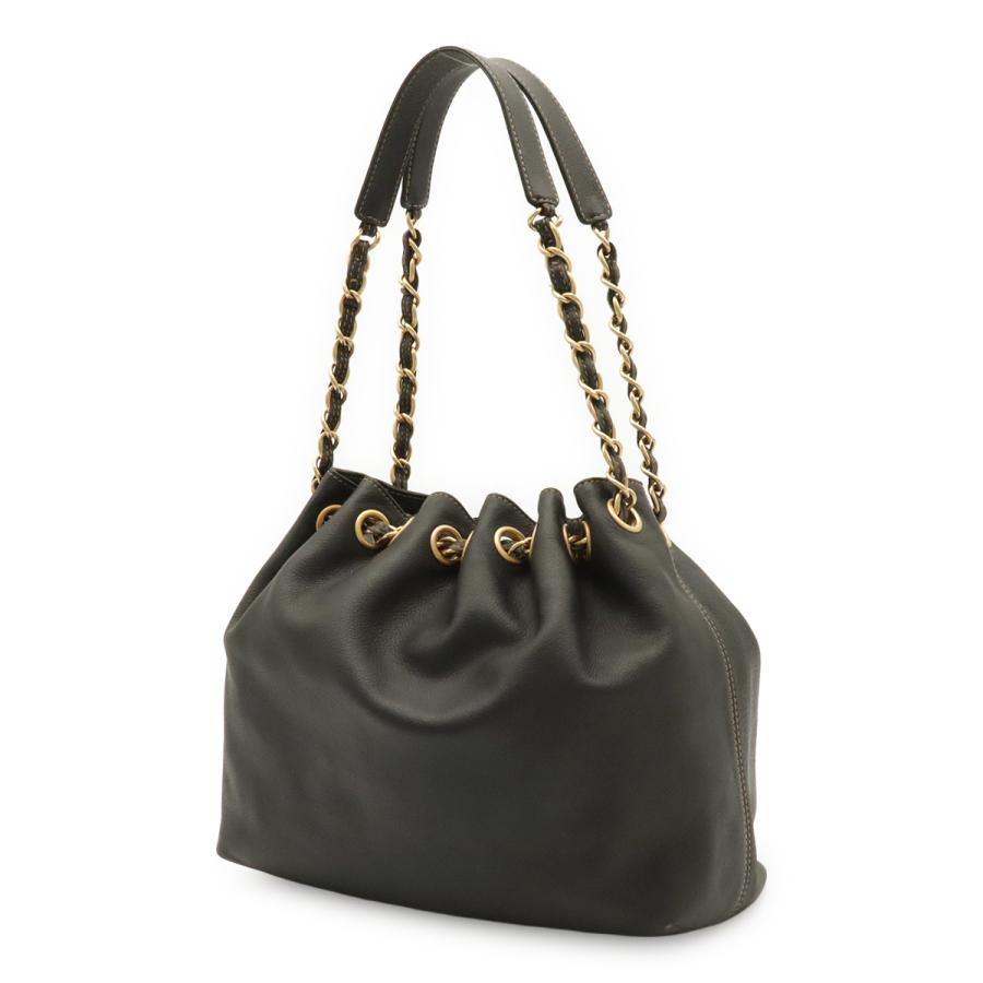 CHANEL シャネル ココマーク チェーンショルダー ショルダーバッグ セミショルダー 巾着 キャビアスキン レザー ブラック 黒 | CHANEL | 01