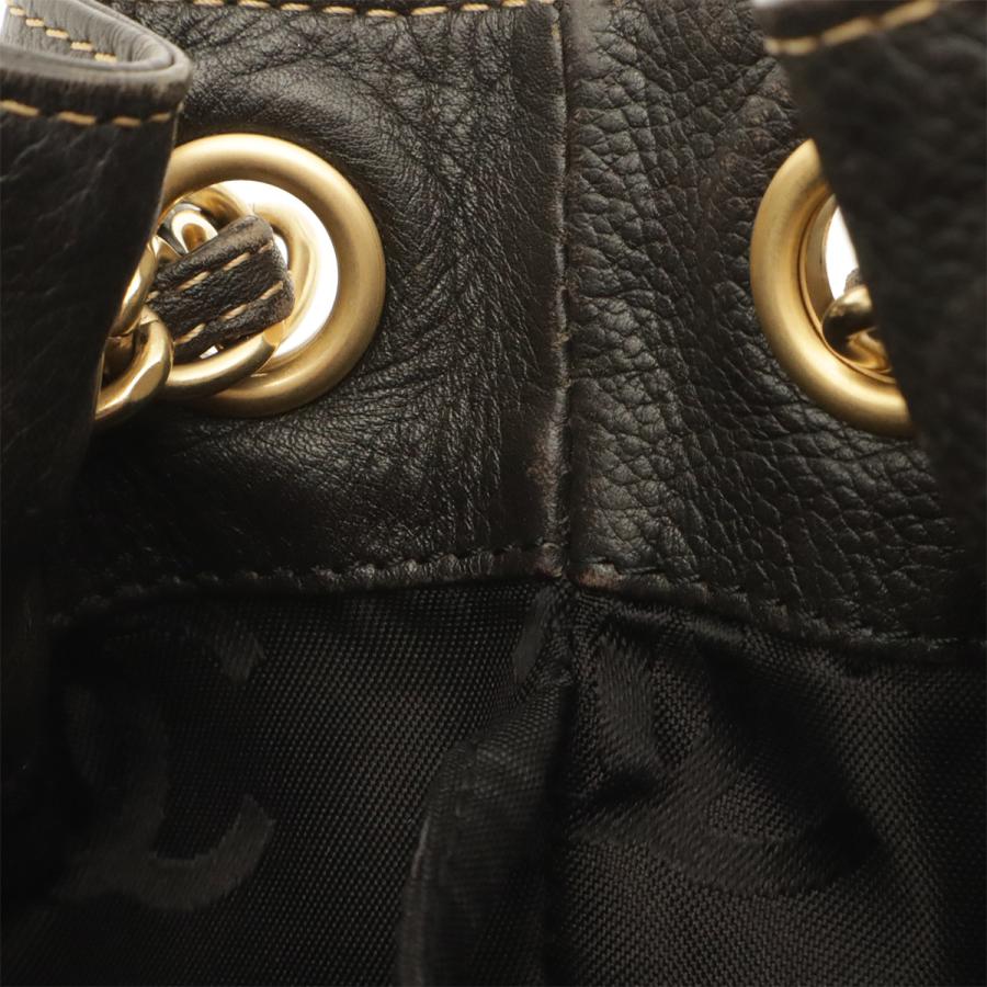 CHANEL シャネル ココマーク チェーンショルダー ショルダーバッグ セミショルダー 巾着 キャビアスキン レザー ブラック 黒 | CHANEL | 06