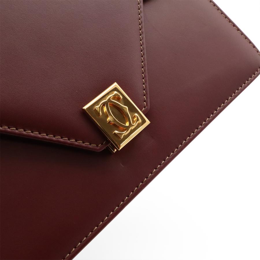 Cartier カルティエ マストライン マスト ドゥ カルティエ ショルダーバッグ 斜め掛け レザー ボルドー 赤 ゴールド金具 | Cartier | 04