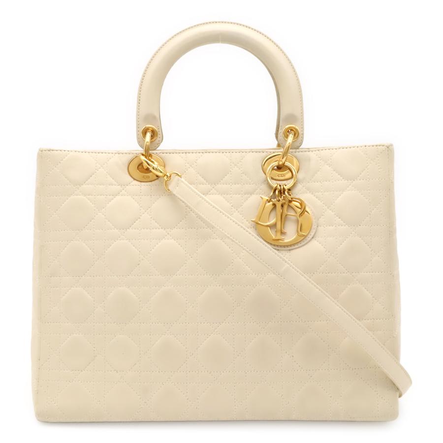 Christian Dior クリスチャン ディオール レディディオール カナージュ ハンドバッグ 2WAY ショルダーバッグ レザー ホワイト 白 | Christian Dior