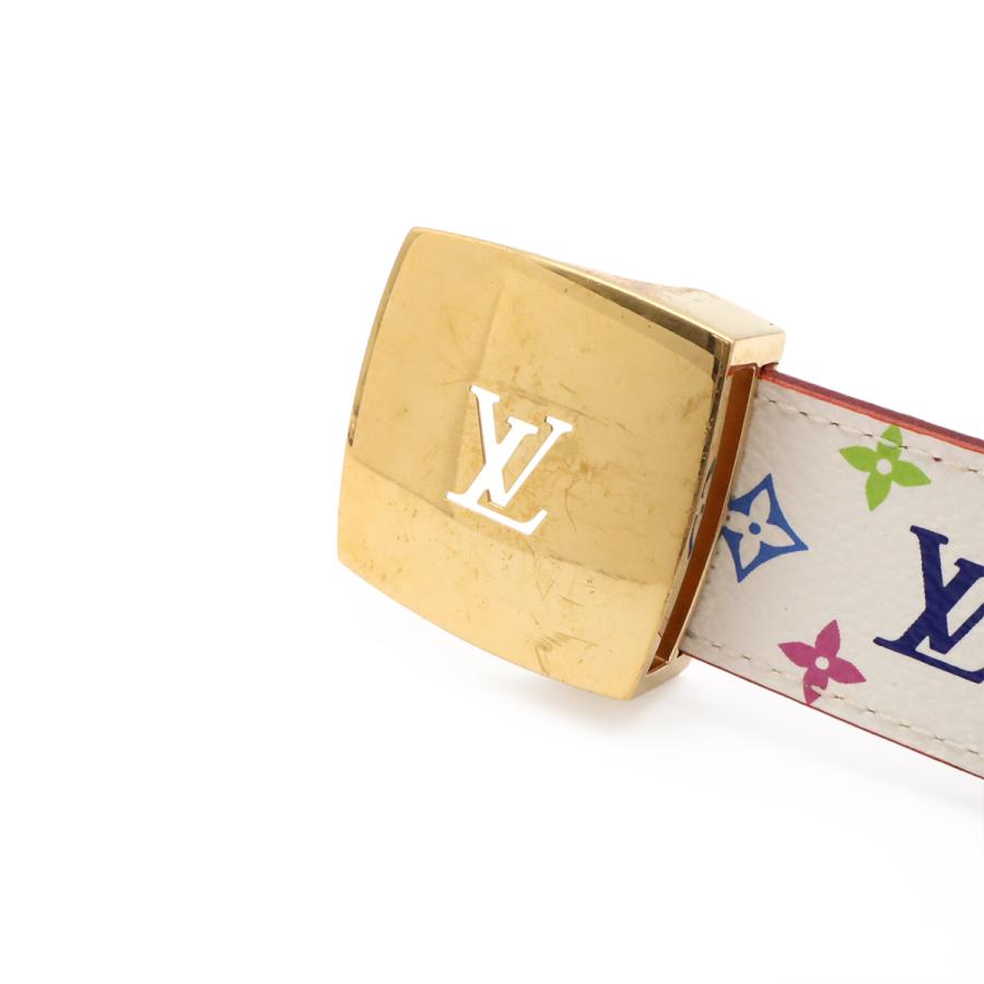 LOUIS VUITTON ルイ ヴィトン モノグラムマルチカラー サンチュール キャレ ベルト PVC レザー ブロン 白 ホワイト #85 M9682V | LOUIS VUITTON | 02