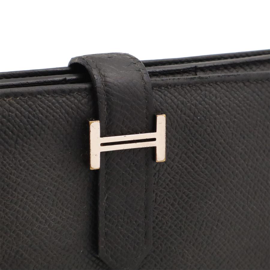 HERMES エルメス ベアンスフレ 2つ折長財布 二つ折り長財布 ヴォーエプソン レザー ブラック 黒 シルバー金具 A刻印 | HERMES | 03