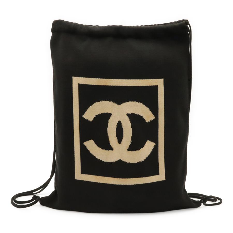 CHANEL シャネル スポーツライン ココマーク ナップサック リュックサック バックパック 巾着 コットン ブラック 黒 ベージュ | CHANEL