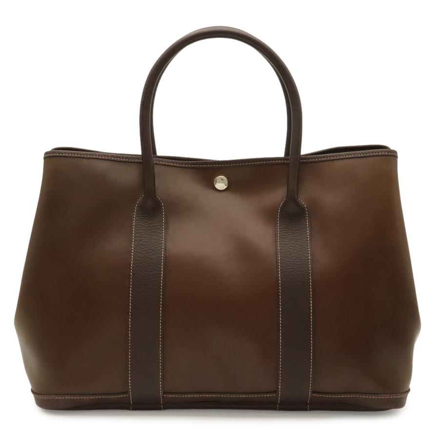 HERMES エルメス ガーデンパーティPM トートPM トートバッグ ハンドバッグ アマゾニア レザー カーキブラウン系 シルバー金具 | HERMES