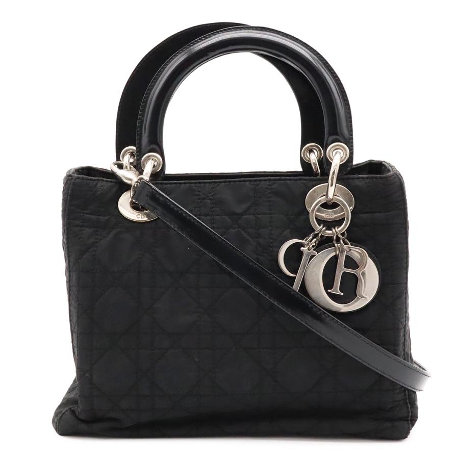 Christian Dior クリスチャン ディオール レディディオール ミディアム カナージュ ハンドバッグ 2WAYショルダー ナイロン ブラック | Christian Dior