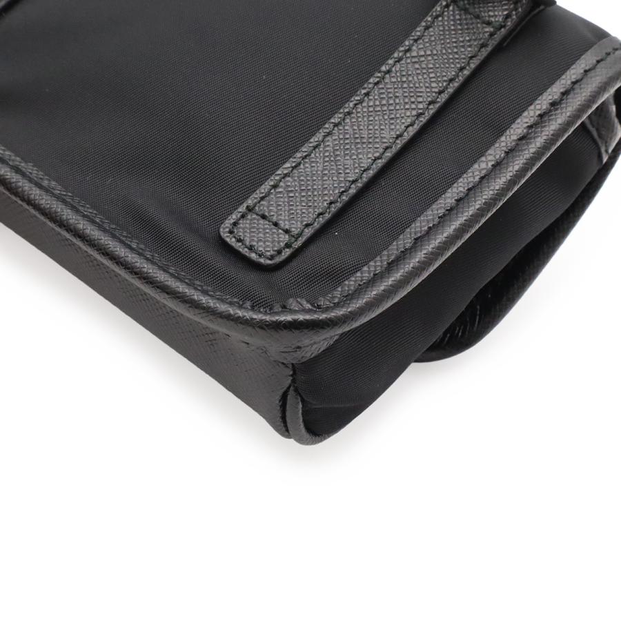 PRADA プラダ トライアングルロゴ ショルダーバッグ ポシェット ミニバッグ 2WAY ポーチ ナイロン レザー NERO 黒 ブラック シルバー金具 | PRADA | 02