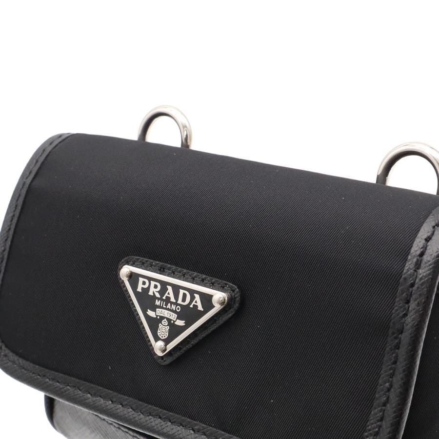 PRADA プラダ トライアングルロゴ ショルダーバッグ ポシェット ミニバッグ 2WAY ポーチ ナイロン レザー NERO 黒 ブラック シルバー金具 | PRADA | 04