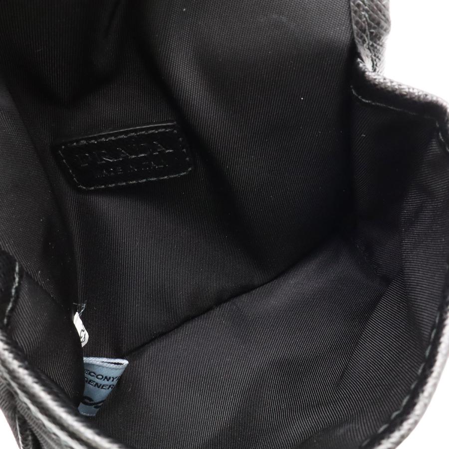 PRADA プラダ トライアングルロゴ ショルダーバッグ ポシェット ミニバッグ 2WAY ポーチ ナイロン レザー NERO 黒 ブラック シルバー金具 | PRADA | 06