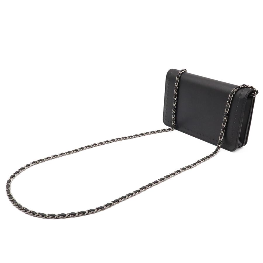 CHANEL シャネル ココマーク チェーンウォレット ショルダーバッグ ポシェット 斜め掛け レザー ブラック 黒 シルバー金具 | CHANEL | 01