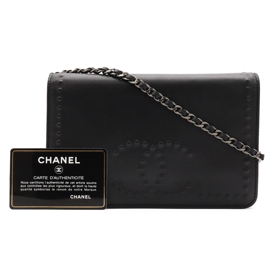 CHANEL シャネル ココマーク チェーンウォレット ショルダーバッグ ポシェット 斜め掛け レザー ブラック 黒 シルバー金具 | CHANEL | 08