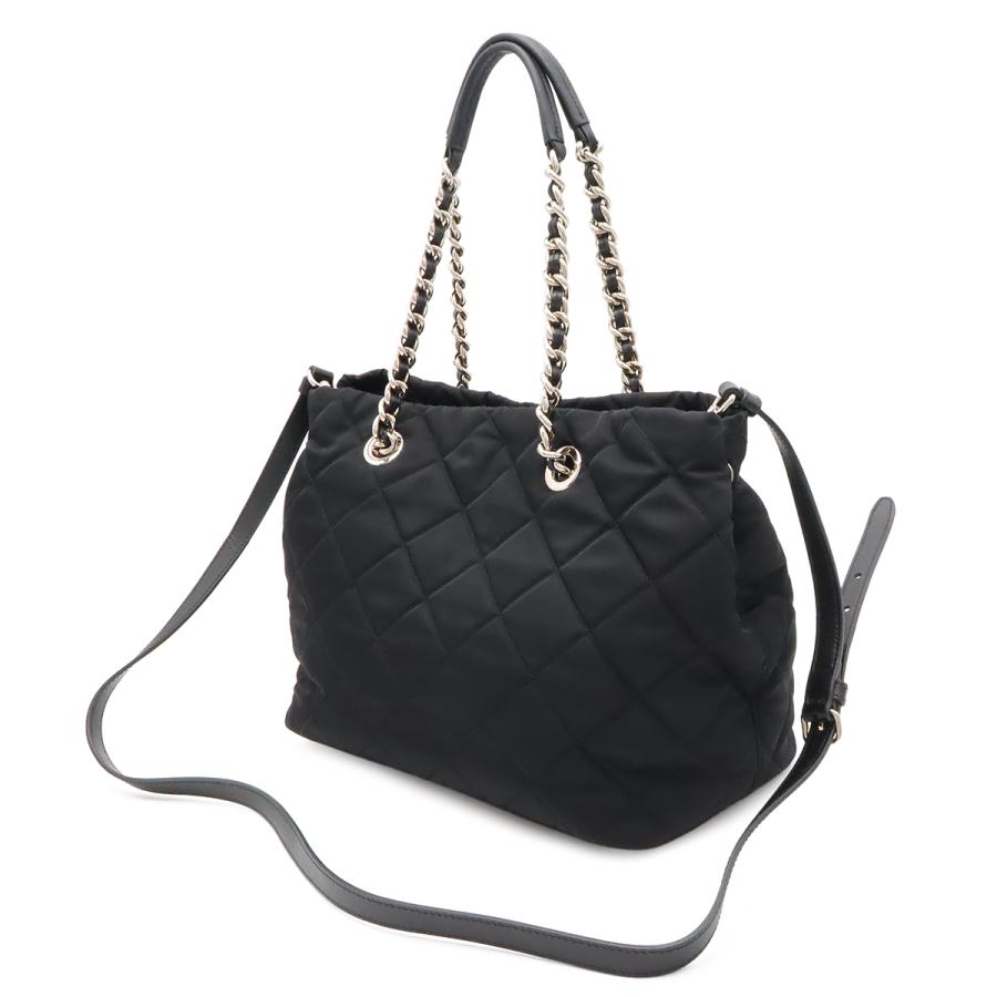 PRADA プラダ テスート トライアングルロゴ チェーンショルダーバッグ 2WAY キルティング ナイロン NERO ブラック 黒 1BG740 | PRADA | 01