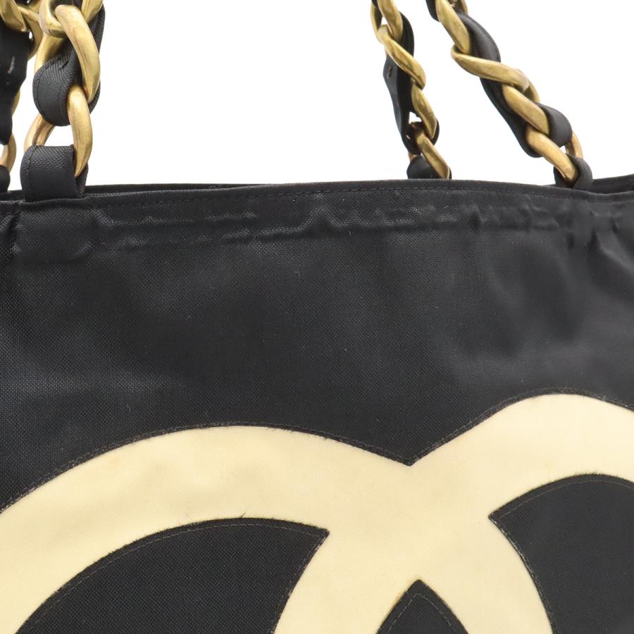 CHANEL シャネル ココマーク チェーントート トートバッグ ラージトート ショルダーバッグ ナイロンキャンバス ブラック ホワイト | CHANEL | 07