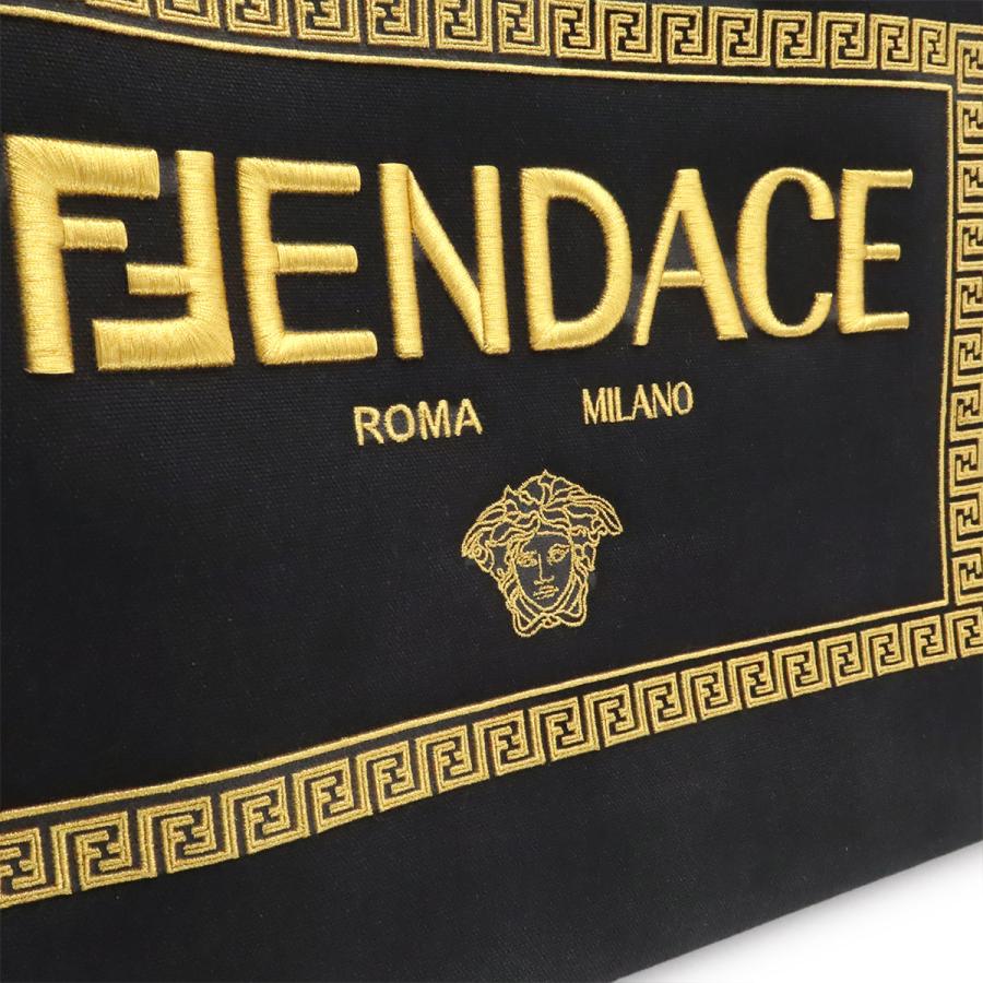 FENDI フェンディ FENDACE フェンダーチェ ヴェルサーチェ コラボ トートバッグ 2WAY ショルダーバッグ キャンバス ブラック 黒 ゴールド | FENDI | 08
