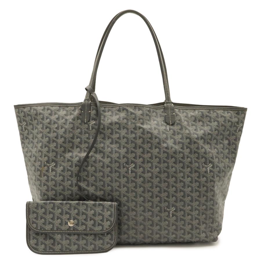 GOYARD ゴヤール サンルイGM トートバッグ ラージトート ショルダーバッグ コーティングキャンバス レザー グレー ホワイト 白 | GOYARD