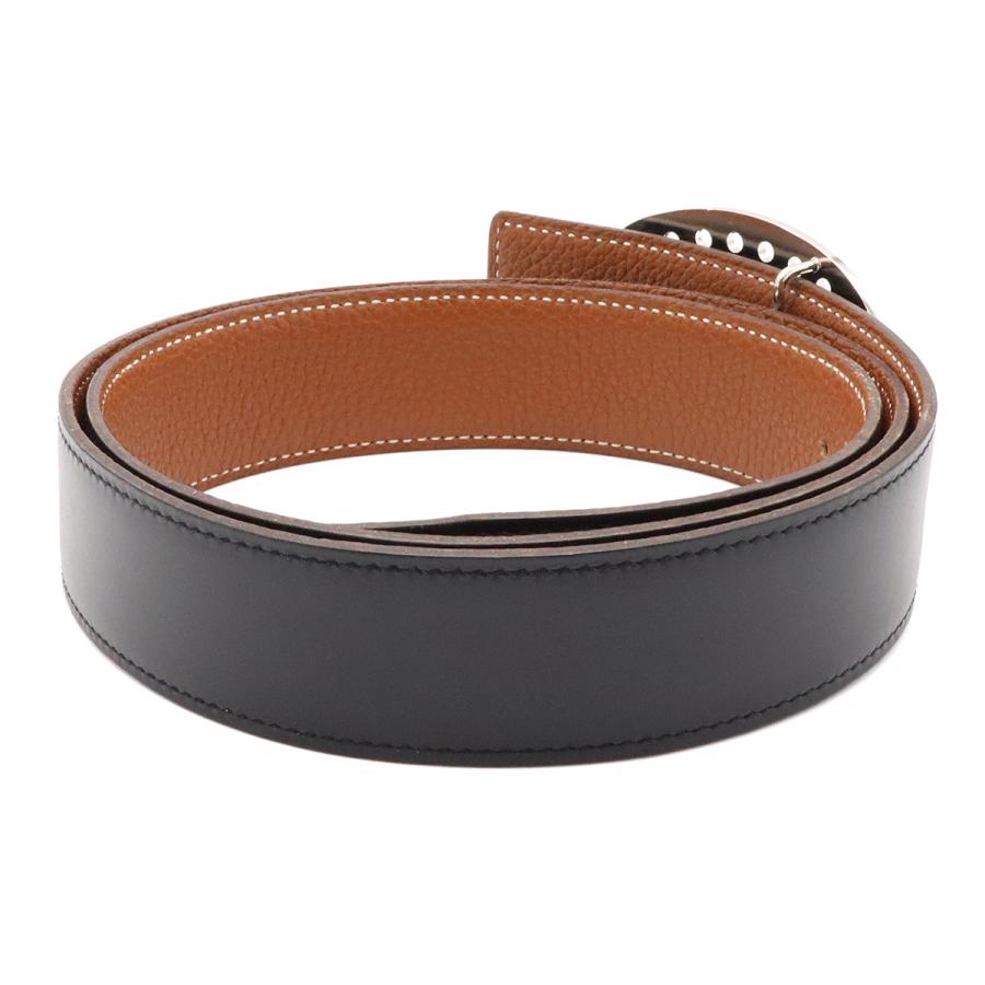 HERMES エルメス エヴリン エブリン リバーシブル ベルト ロゴパンチング レザー ブラック シルバー金具 #90 □I刻印 | HERMES | 01