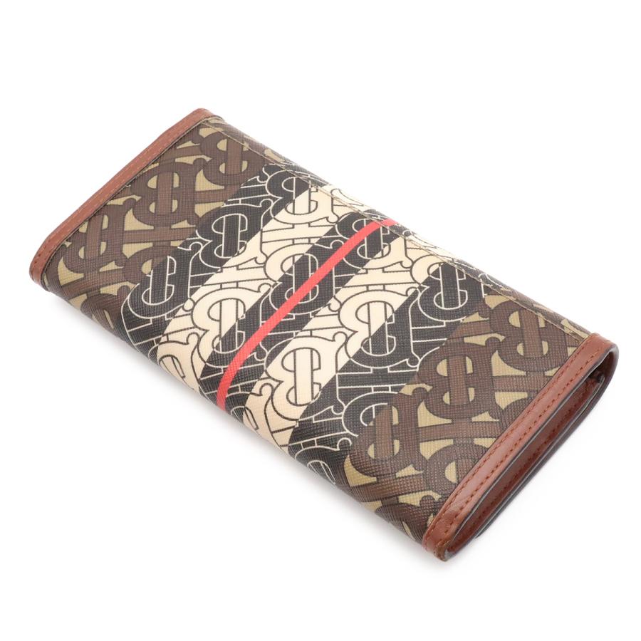 BURBERRY バーバリー TBモノグラム ストライプ コンチネンタルウォレット 2つ折り長財布 二つ折り PVC ブラウン ベージュ ゴールド金具 | BURBERRY | 01
