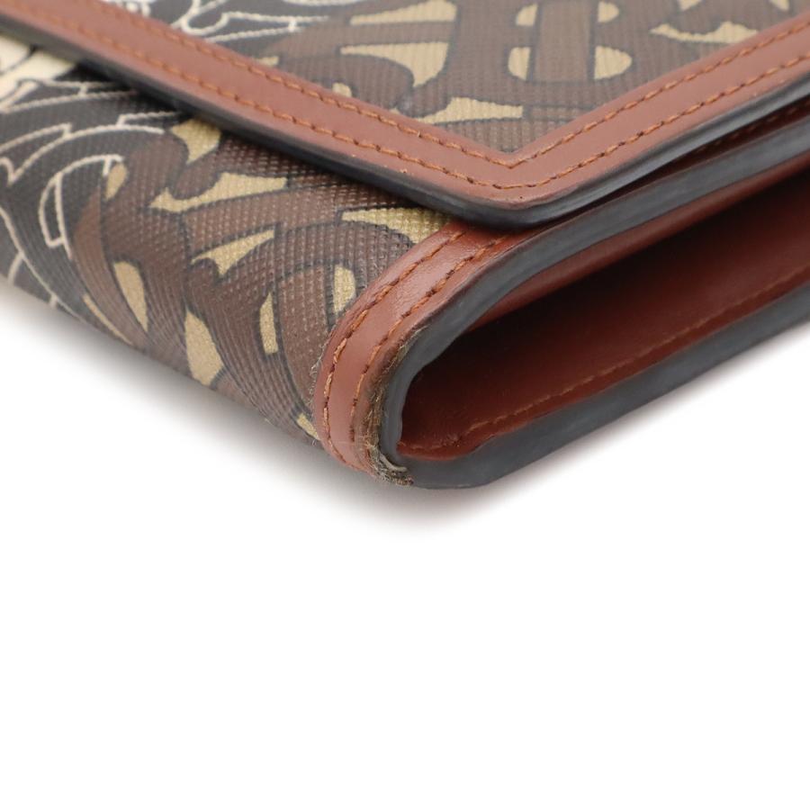BURBERRY バーバリー TBモノグラム ストライプ コンチネンタルウォレット 2つ折り長財布 二つ折り PVC ブラウン ベージュ ゴールド金具 | BURBERRY | 02