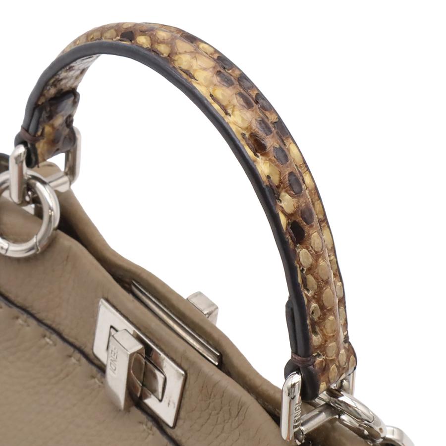 FENDI フェンディ ミニ ピーカブー セレリア ハンドバッグ ミニバッグ 2WAY ショルダーバッグ レザー パイソン グレージュ シルバー金具 | FENDI | 03