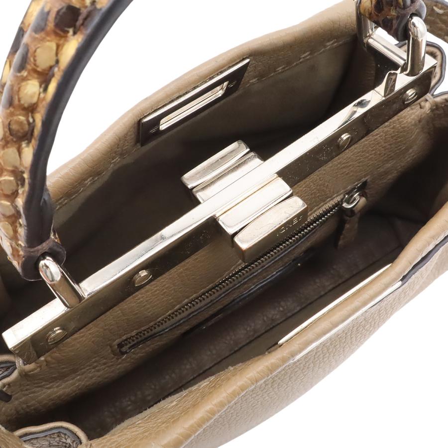 FENDI フェンディ ミニ ピーカブー セレリア ハンドバッグ ミニバッグ 2WAY ショルダーバッグ レザー パイソン グレージュ シルバー金具 | FENDI | 04