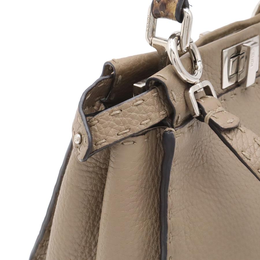 FENDI フェンディ ミニ ピーカブー セレリア ハンドバッグ ミニバッグ 2WAY ショルダーバッグ レザー パイソン グレージュ シルバー金具 | FENDI | 07