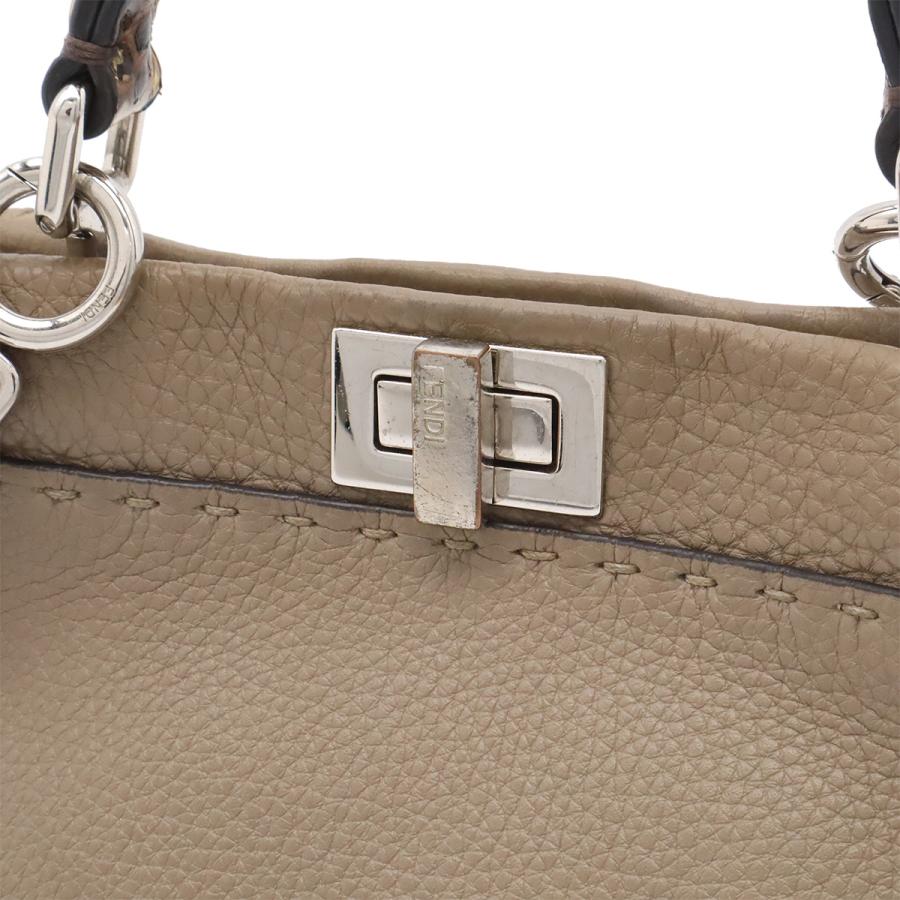 FENDI フェンディ ミニ ピーカブー セレリア ハンドバッグ ミニバッグ 2WAY ショルダーバッグ レザー パイソン グレージュ シルバー金具 | FENDI | 08