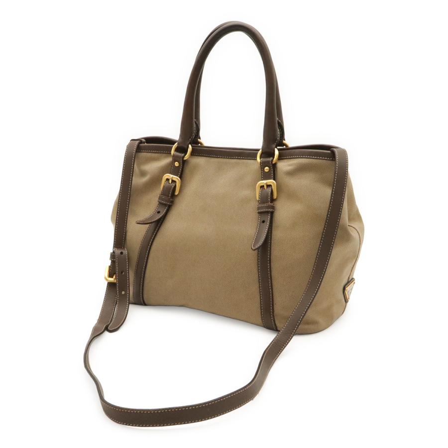 PRADA プラダ ロゴジャガード リボン ハンドバッグ トートバッグ 2WAY ショルダーバッグ キャンバス カーキベージュ モカブラウン BN1841 | PRADA | 01